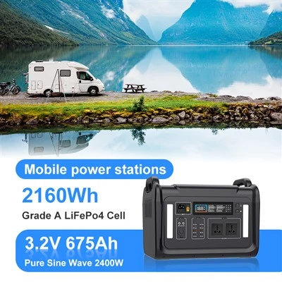 आउटडोर आपातकालीन सोलर पावर स्टेशन 2400W पोर्टेबल लिथियम बैटरी 2160WH